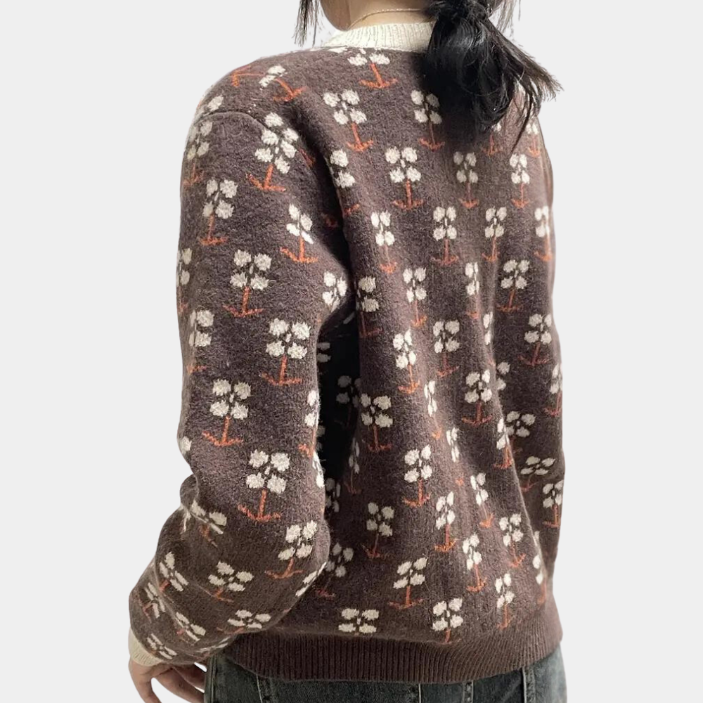 DOROTHY - Blomsterstrikket Cardigan til Kvinder