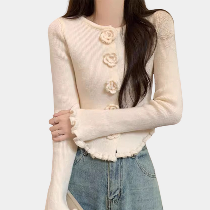 MARY - Sofistikeret Blomstret Cardigan til Damer