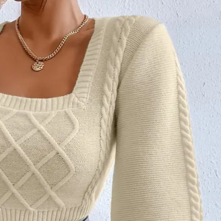 AAYLA - Moderne Sweater med Kvadratisk Krave til Kvinder