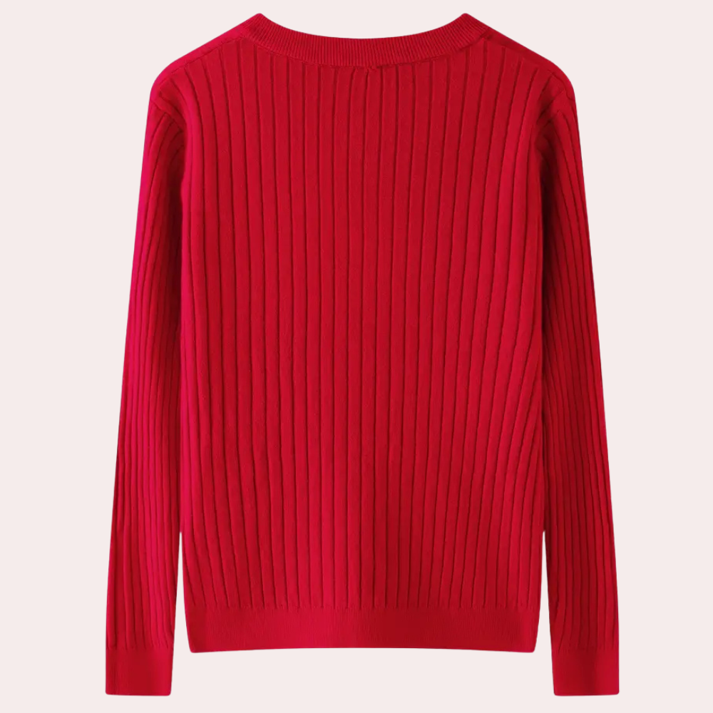 COLLEEN - Elegant V-hals Knapsweater til Kvinder