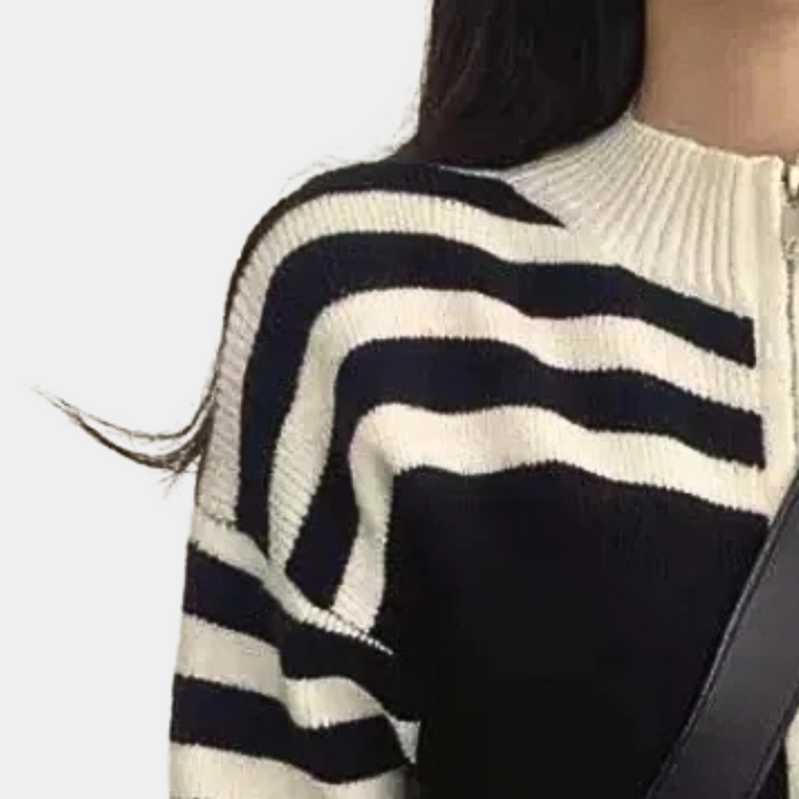 BLYTHE - Ribbet Zip-Cardigan til Damer