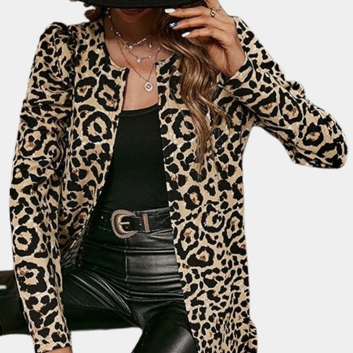 GRACE - Elegant Leopardmønstret Frakke til Kvinder