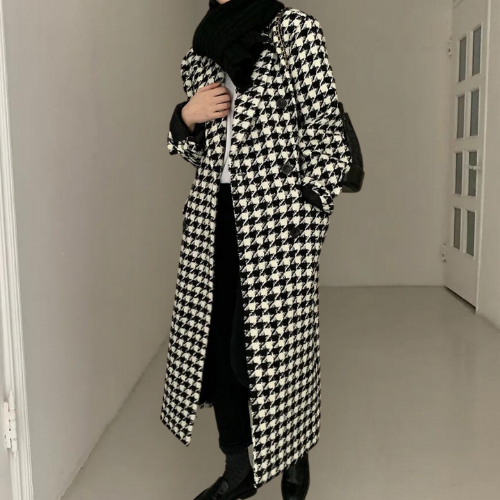 KANA - Stilfuld Houndstooth Vinterfrakke til Kvinder