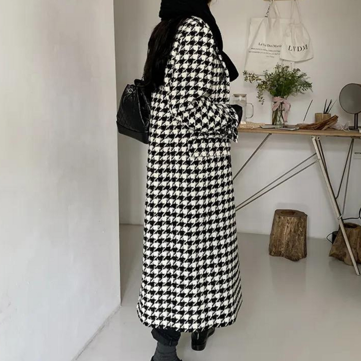 KANA - Stilfuld Houndstooth Vinterfrakke til Kvinder