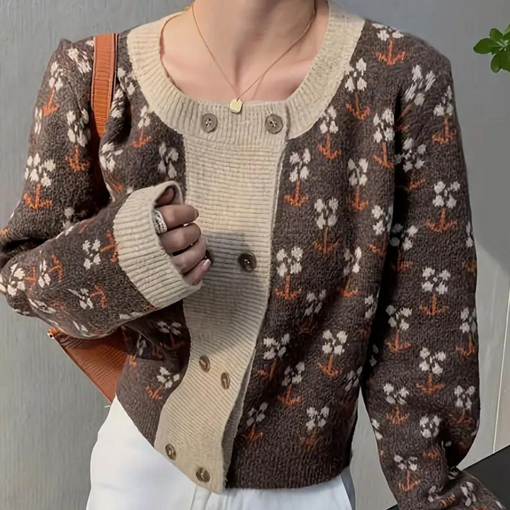 DOROTHY - Blomsterstrikket Cardigan til Kvinder