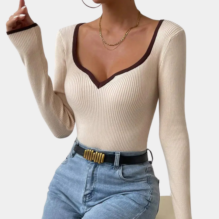 DENISE - Elegant V-Hals Sweater til Damer