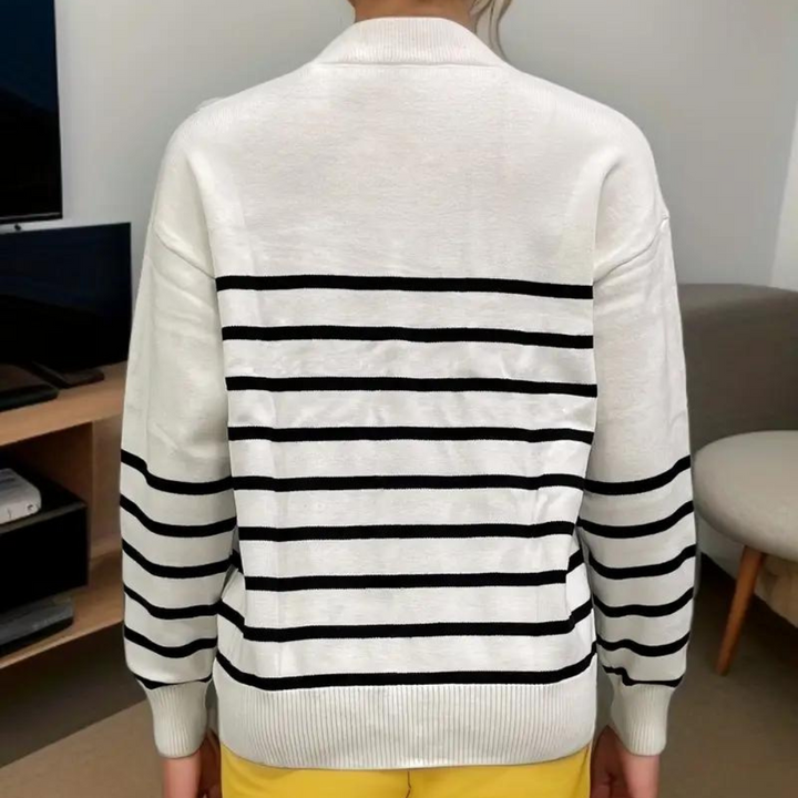 Citlali - Stribet sweater med lynlås til kvinder