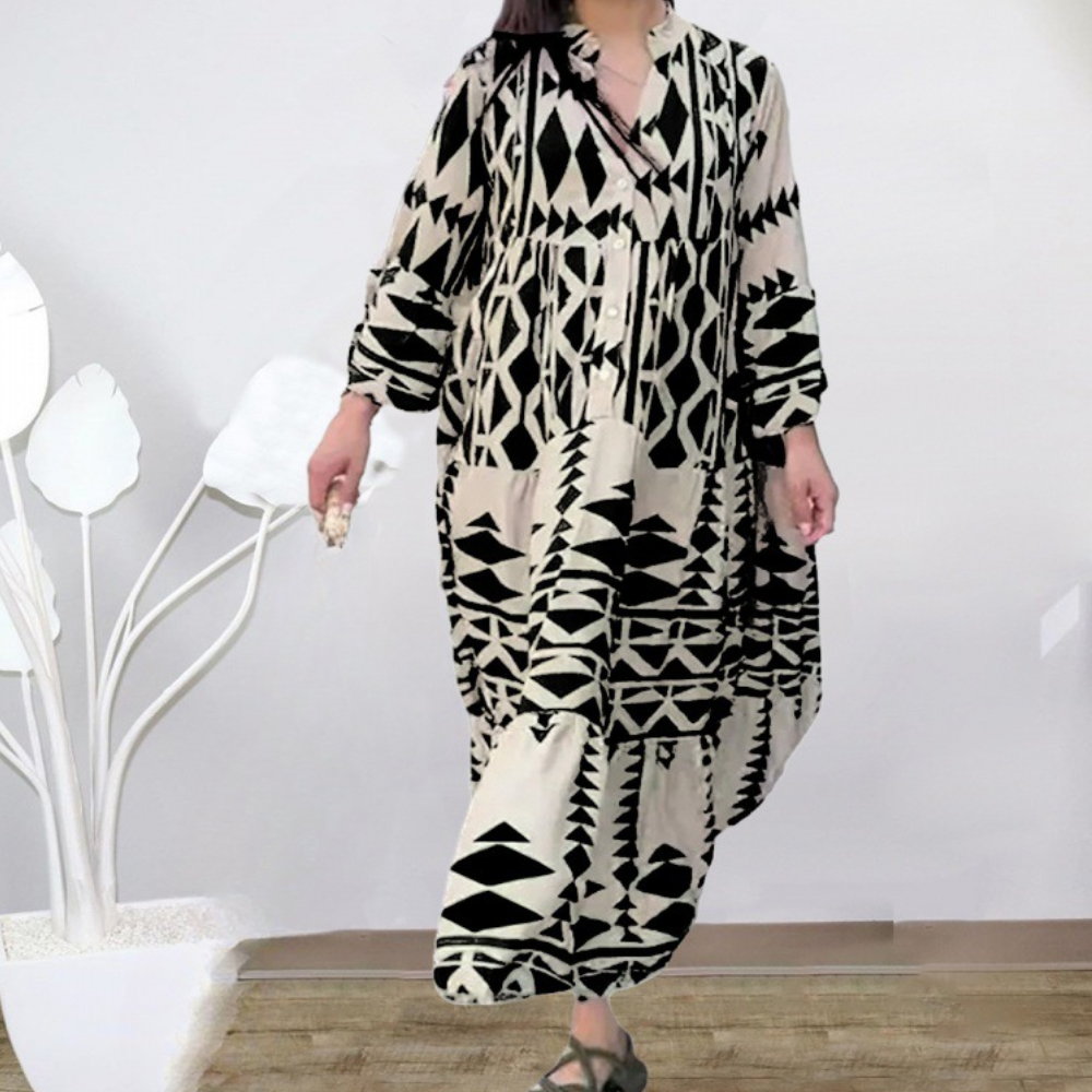 Laura - Boho-kjole med geometrisk print til kvinder