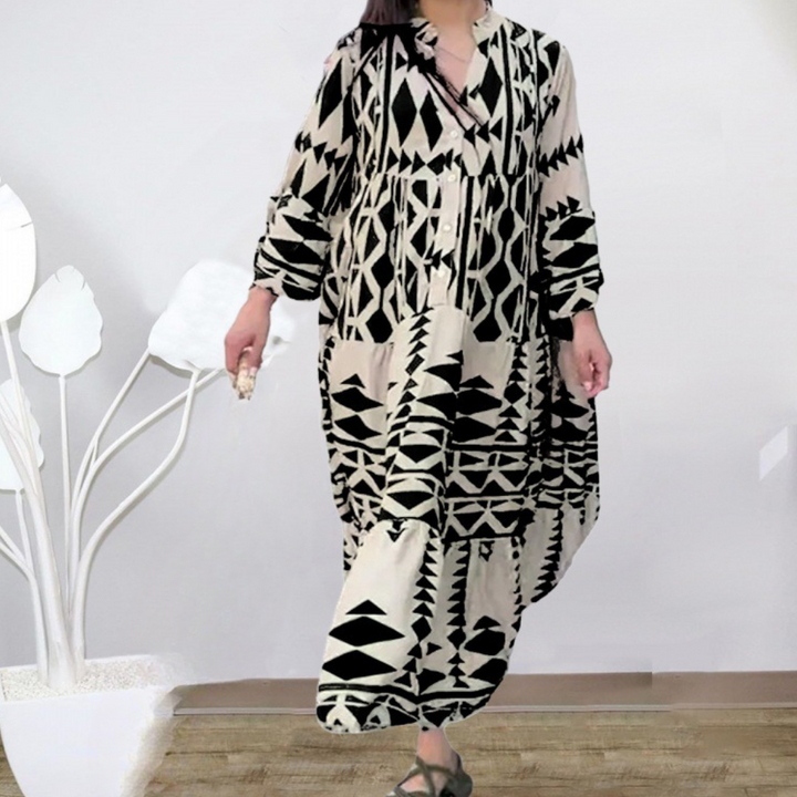 Laura - Boho-kjole med geometrisk print til kvinder
