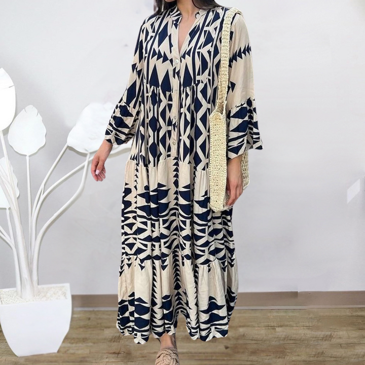 Laura - Boho-kjole med geometrisk print til kvinder