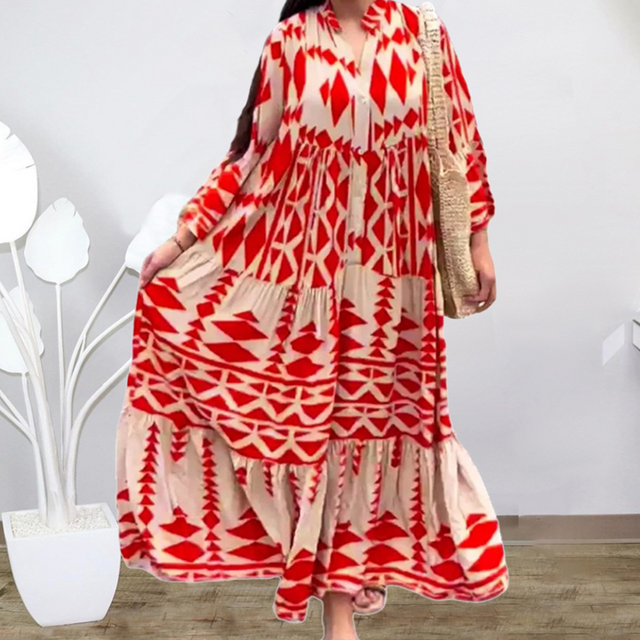 Laura - Boho-kjole med geometrisk print til kvinder