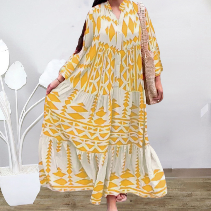 Laura - Boho-kjole med geometrisk print til kvinder