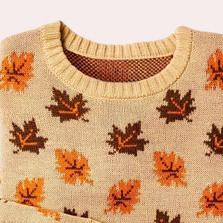 Nerina - Strikket sweater til kvinder med bladdesign