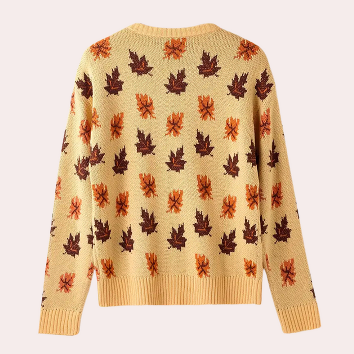 Nerina - Strikket sweater til kvinder med bladdesign