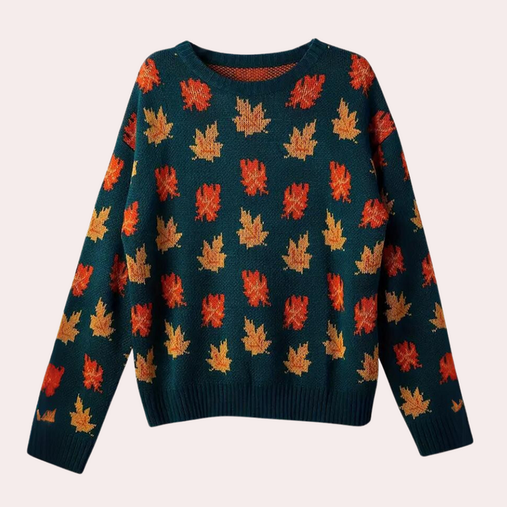 Nerina - Strikket sweater til kvinder med bladdesign