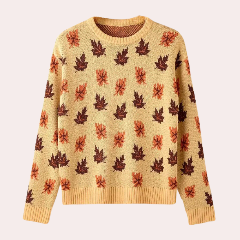 Nerina - Strikket sweater til kvinder med bladdesign