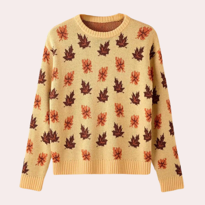 Nerina - Strikket sweater til kvinder med bladdesign