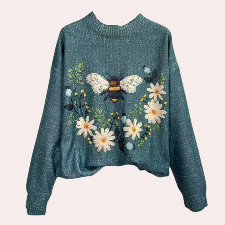 Amira – Elegant damesweater med blomsterdesign