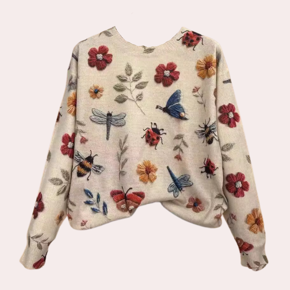 Amira – Elegant damesweater med blomsterdesign