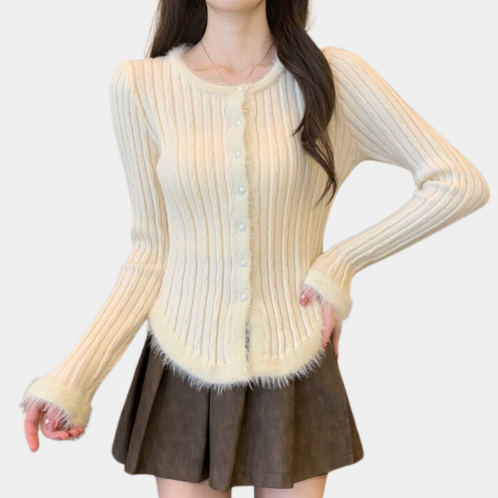 Flavie - Stilfuld ribstrikket cardigan til kvinder