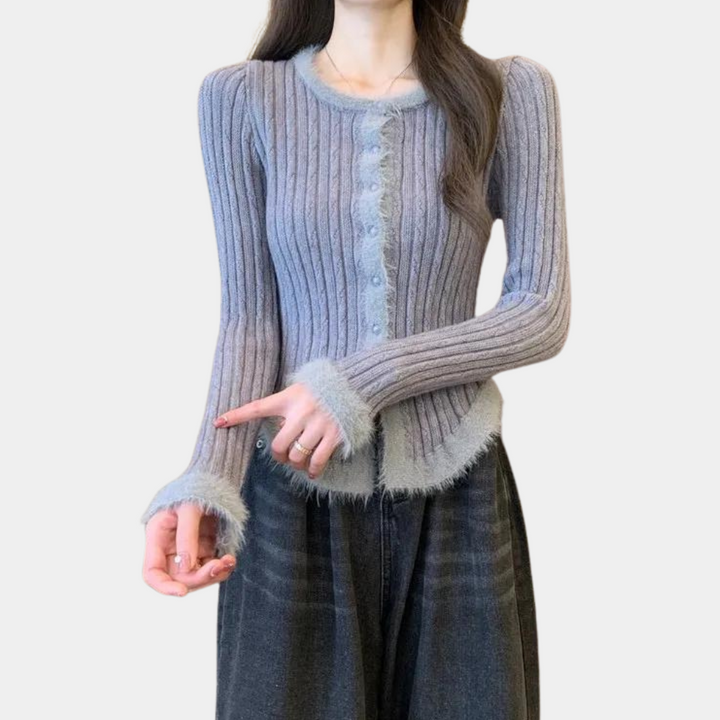 Flavie - Stilfuld ribstrikket cardigan til kvinder