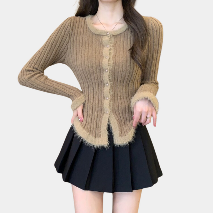 Flavie - Stilfuld ribstrikket cardigan til kvinder