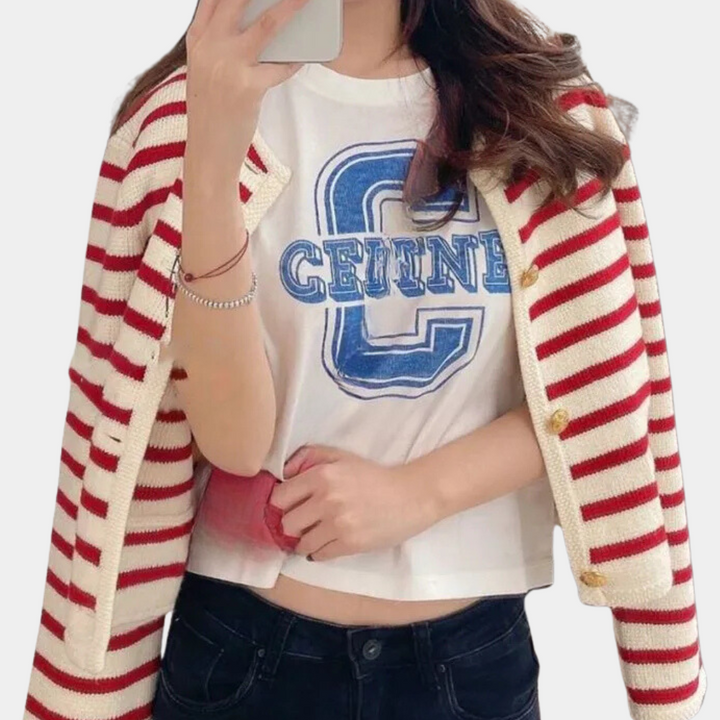 Alenka - Moderne stribet cardigan til kvinder