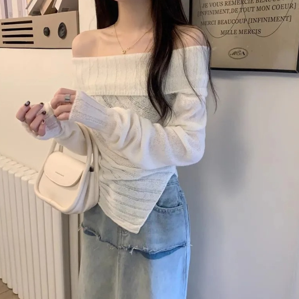 Rosalina - Afslappet Off shoulder-sweater til kvinder