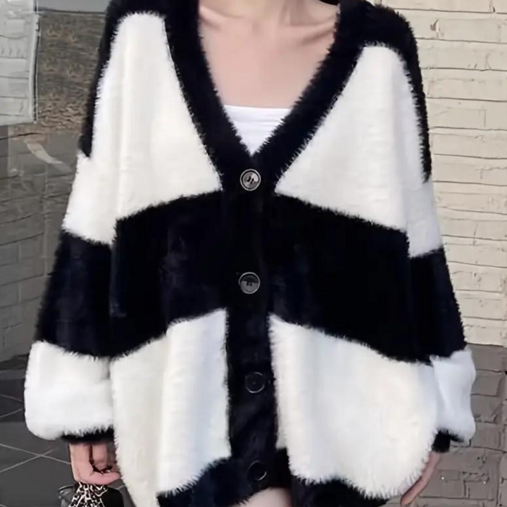 Katelya - Elegant stribet cardigan til kvinder