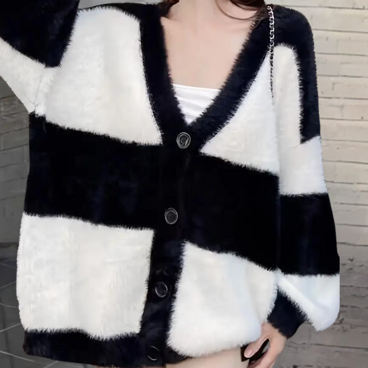 Katelya - Elegant stribet cardigan til kvinder