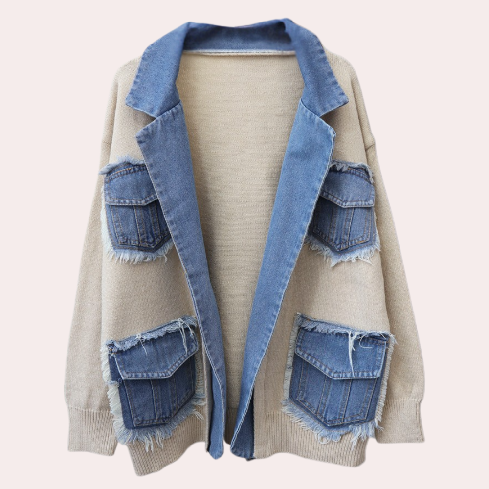 Hadria - Denim-cardigan til kvinder med åben front