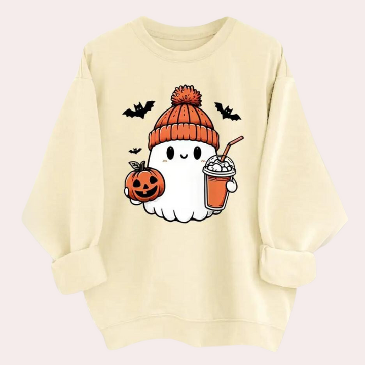 Dominika - Halloween-sweatshirt med rund hals til kvinder
