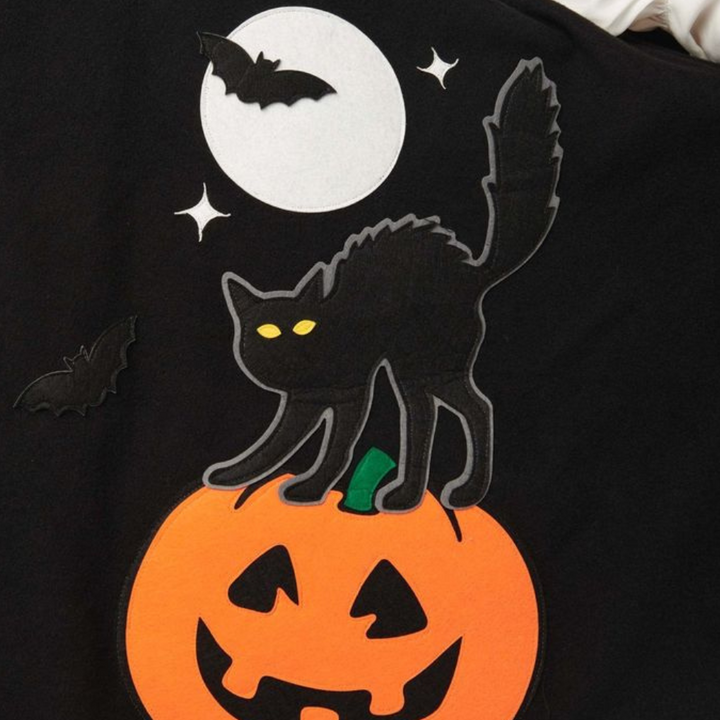 Jolan - Elegant Halloween-nederdel med katte- og græskarmotiv
