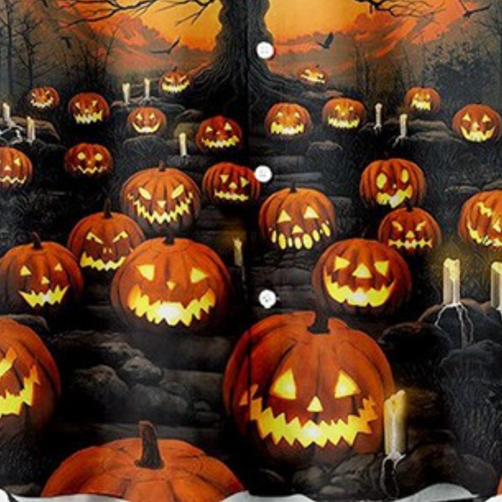 Vilmos - Skjorte med Halloween-træ og græskarprint til mænd
