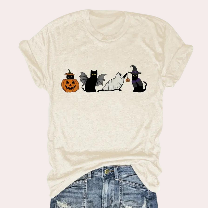 Kati - Halloween-skjorte med print til kvinder