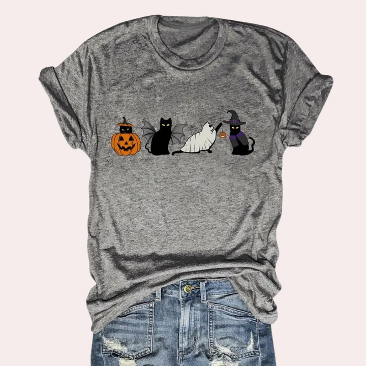 Kati - Halloween-skjorte med print til kvinder