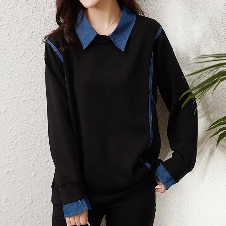Katerina - Stilfuld sweatshirt til kvinder med krave