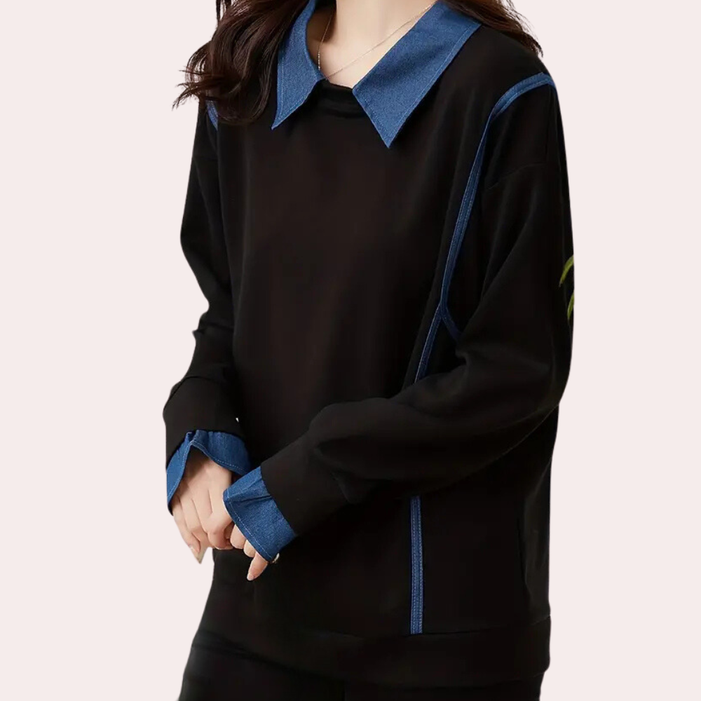 Katerina - Stilfuld sweatshirt til kvinder med krave