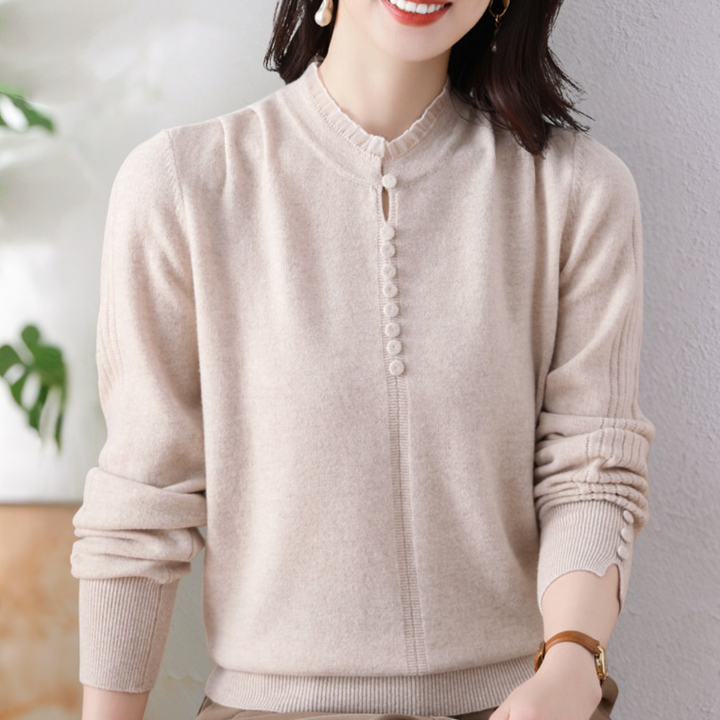 Mariela - Ruffle sweater med knapdetaljer til kvinder