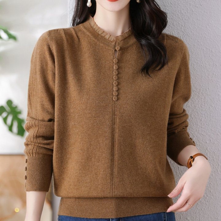 Mariela - Ruffle sweater med knapdetaljer til kvinder