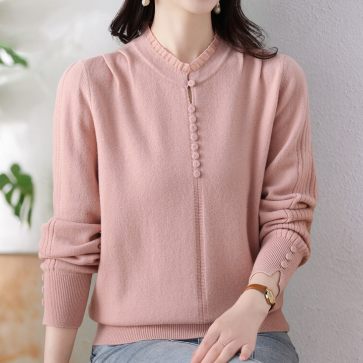 Mariela - Ruffle sweater med knapdetaljer til kvinder