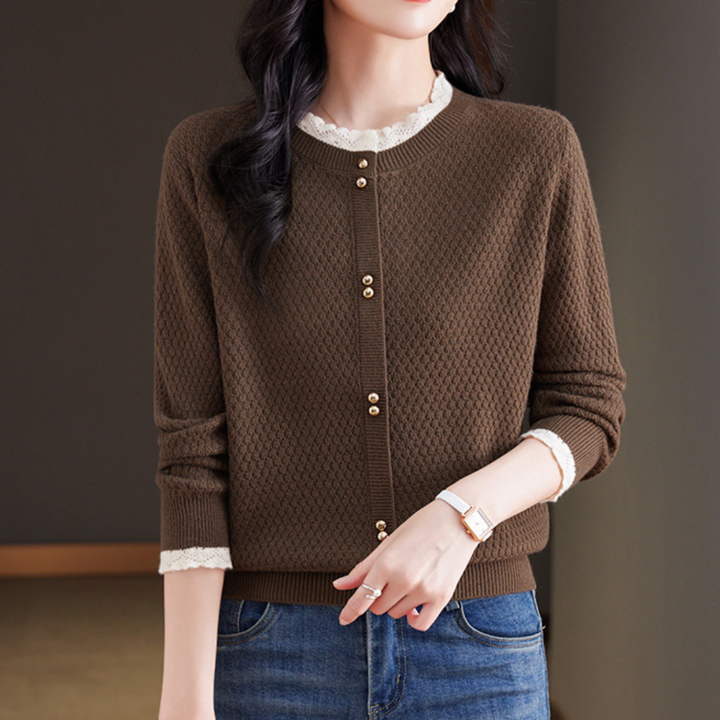 Nevena - Blonder sweater med rund hals til kvinder