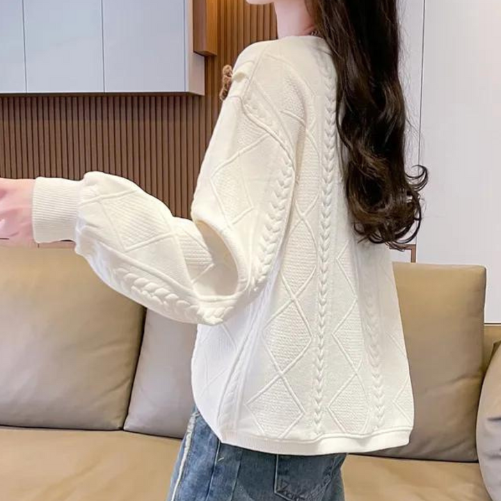 Hestia - Trendy rund hals blomstret sweater til kvinder