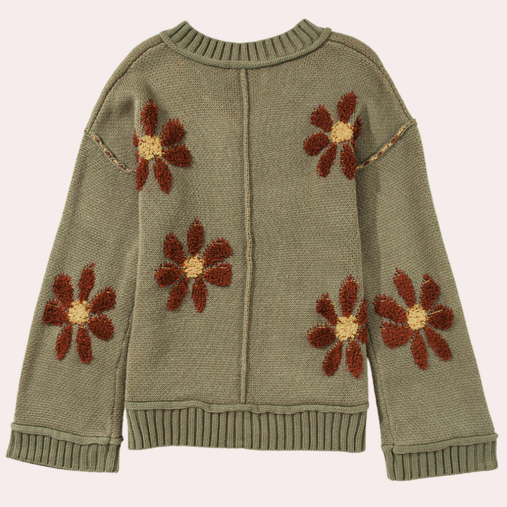 Honoria - Blomsterstrikket trøje til kvinder