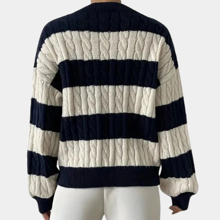 Yamina - Stribet sweater med V-hals til kvinder