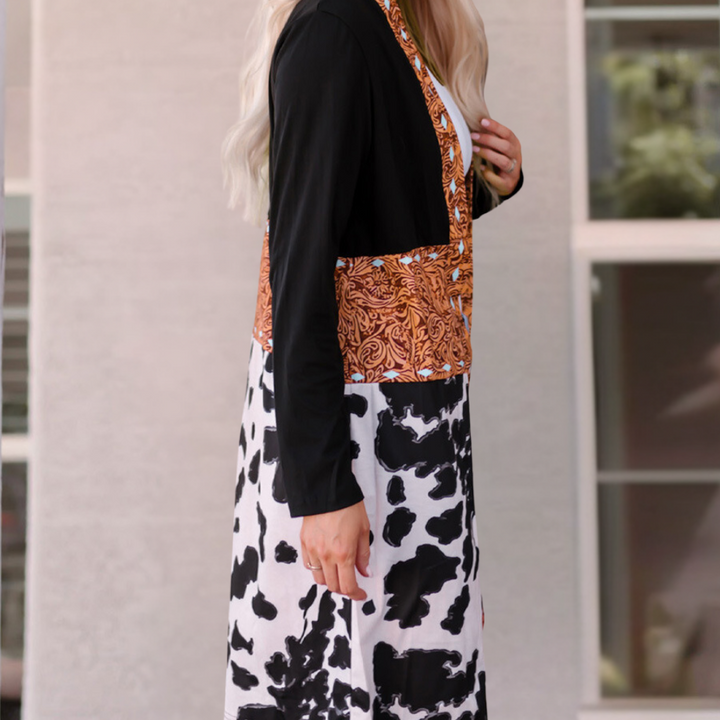 Hildegarde - Lang cardigan med print til kvinder
