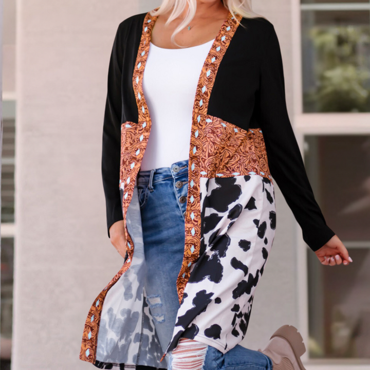 Hildegarde - Lang cardigan med print til kvinder