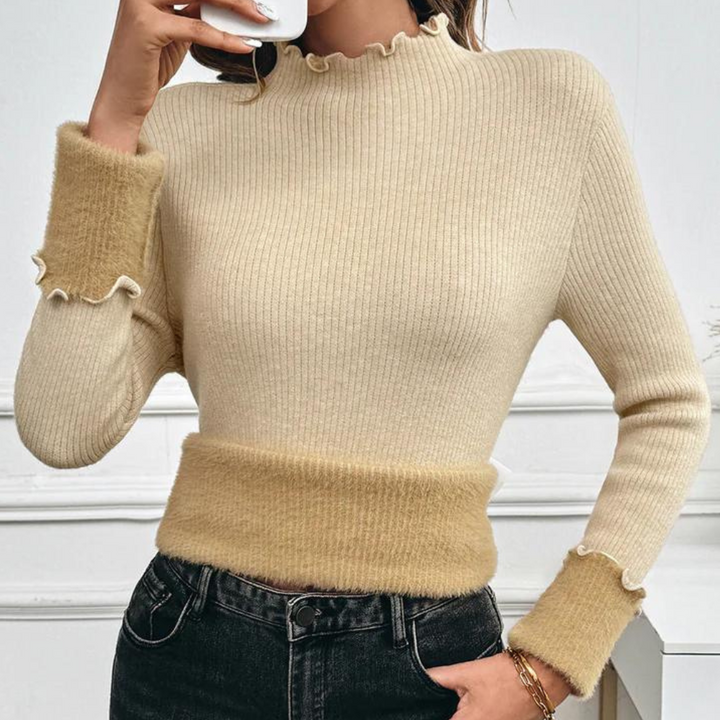 INATHE - Klassisk Varm Rullekravesweater til Kvinder