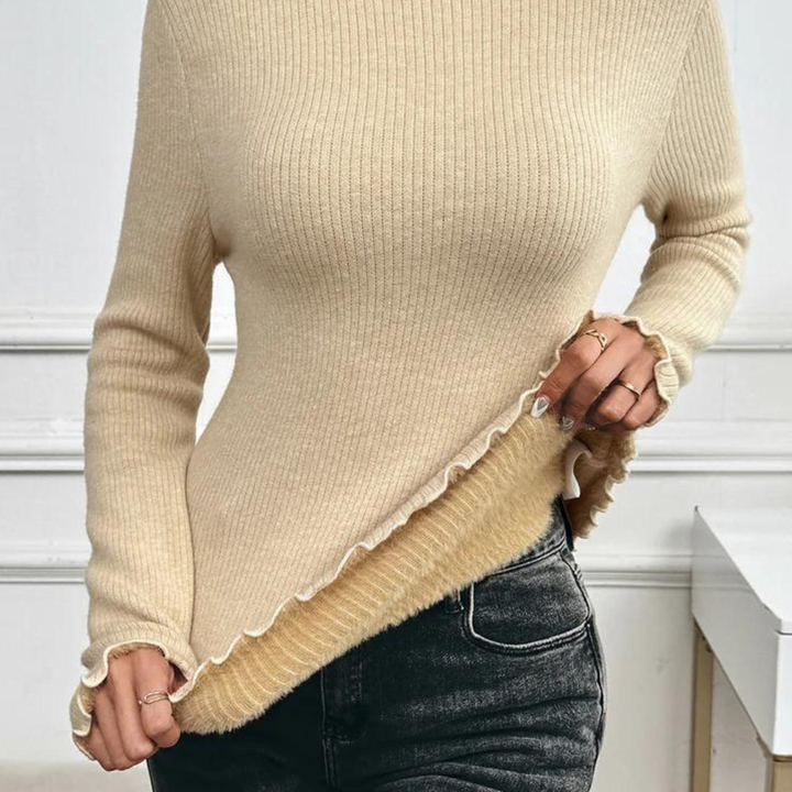 INATHE - Klassisk Varm Rullekravesweater til Kvinder