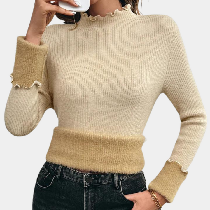 INATHE - Klassisk Varm Rullekravesweater til Kvinder